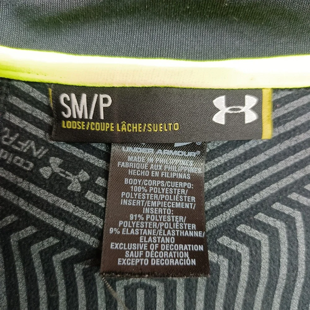 Under Armour Mens S ColdGear Infrared 1/4 Zip Pullover Black Lime Athletic